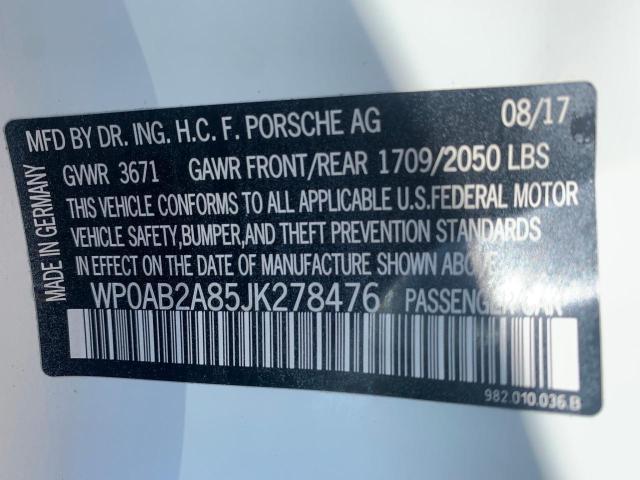 2018 PORSCHE CAYMAN S WP0AB2A85JK278476
