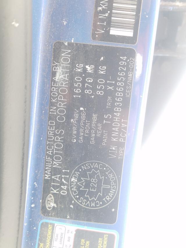 2011 KIA RIO BASE KNADH4B36B6856294