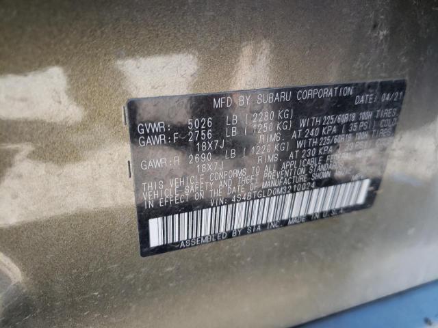 2021 SUBARU OUTBACK ON 4S4BTGLD0M3210024