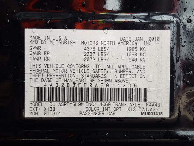 2010 MITSUBISHI GALANT ES 4A32B3FF0AE014336