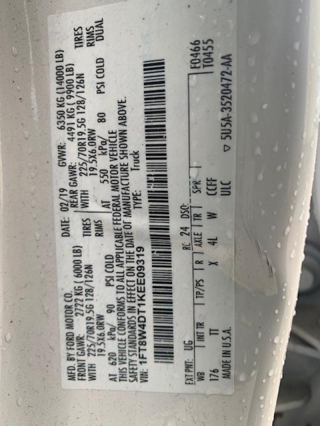 2019 FORD F450 SUPER 1FT8W4DT1KEE09319