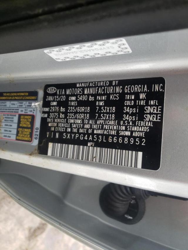 2020 KIA SORENTO 5XYPG4A53LG668952