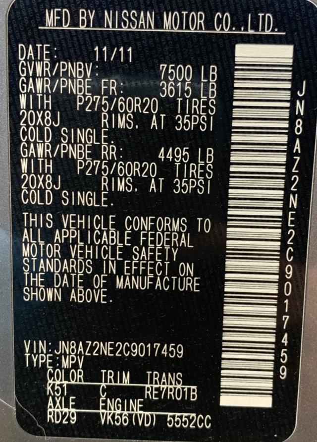 2012 INFINITI QX56 JN8AZ2NE2C9017459