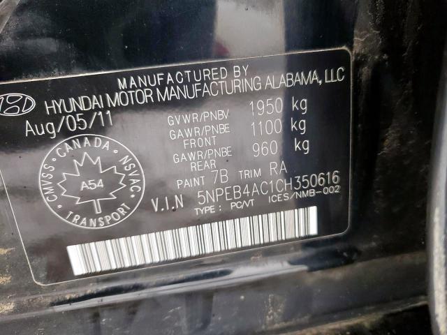 2012 HYUNDAI SONATA GLS 5NPEB4AC1CH350616