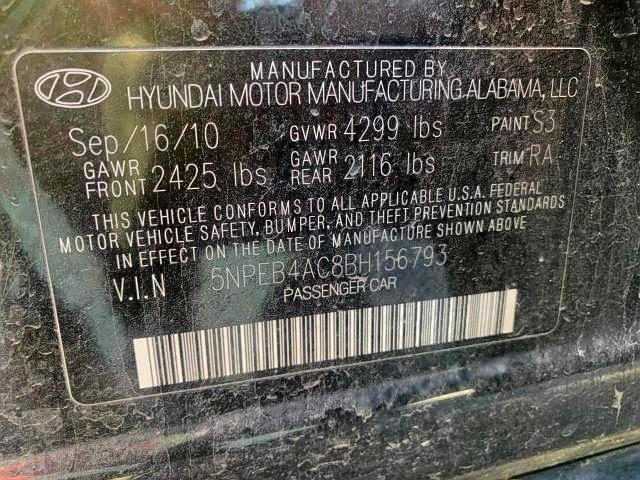 2011 HYUNDAI SONATA GLS 5NPEB4AC8BH156793