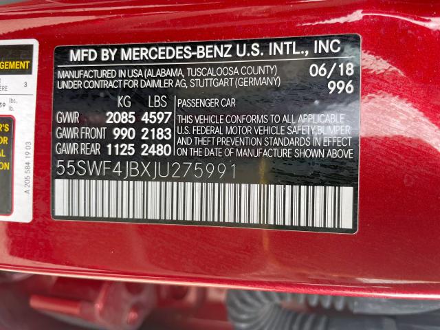 55SWF4JBXJU275991 Mercedes-Benz C 300 2018. Фото: 9