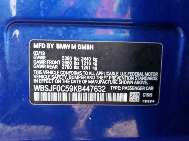 2019 BMW M5 WBSJF0C59KB447632