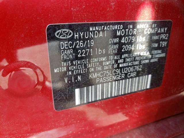 2020 HYUNDAI IONIQ SE KMHC75LC9LU206762