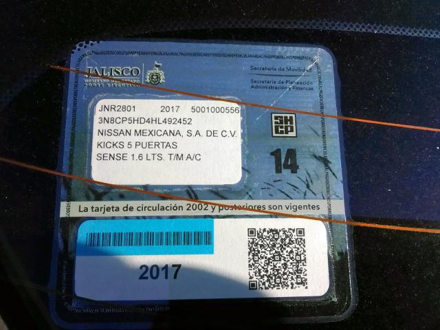 2017 NISSAN KICKS 3N8CP5HZ4XL492452
