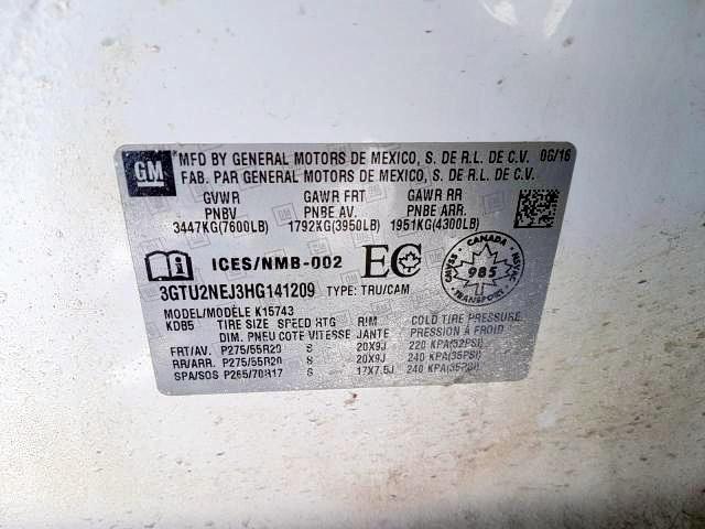 2017 GMC SIERRA K15 3GTU2NEJ3HG141209