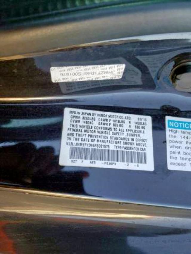 2015 HONDA CR-Z JHMZF1D46FS001576