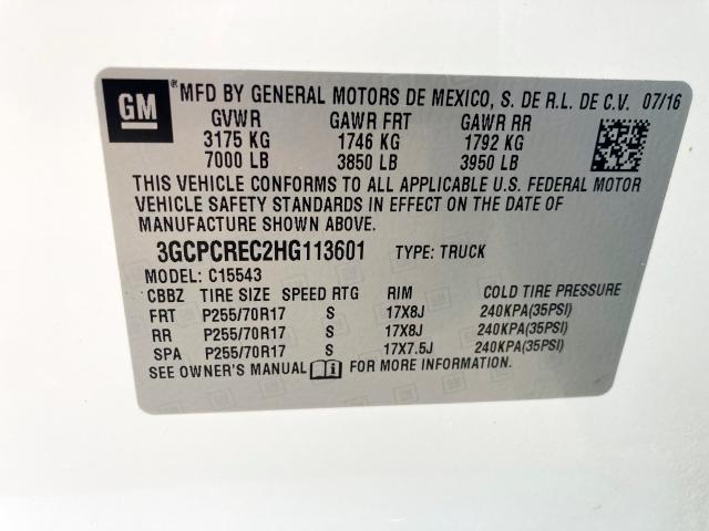 2017 CHEVROLET SILVERADO 3GCPCREC2HG113601
