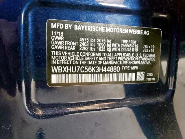 WBXHU7C56K3H44880 Bmw X1 Sdrive2 2019. Фото: 9