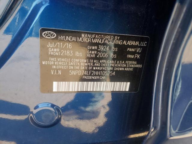 2017 HYUNDAI ELANTRA SE 5NPD74LF2HH105254