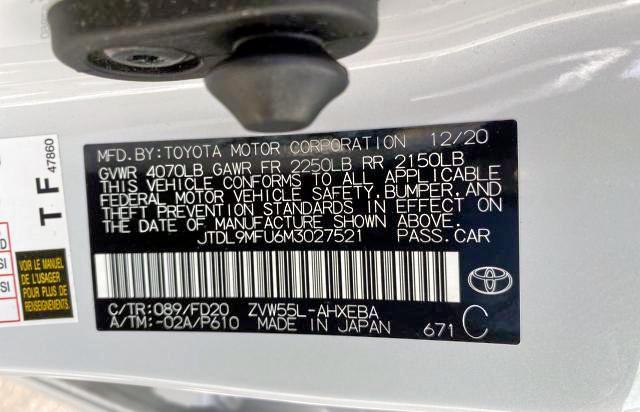 2021 TOYOTA PRIUS LE JTDL9MFU6M3027521