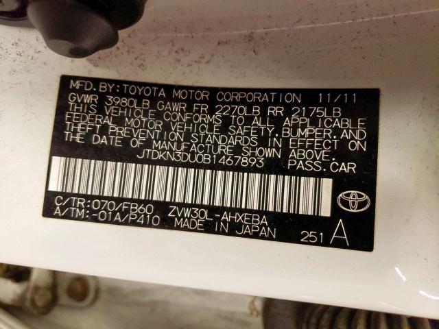 2011 TOYOTA PRIUS - JTDKN3DU0B1467893