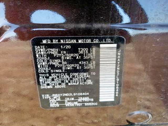JN8AY2ND2L9108404 Nissan Armada Sv 2020. Фото: 9