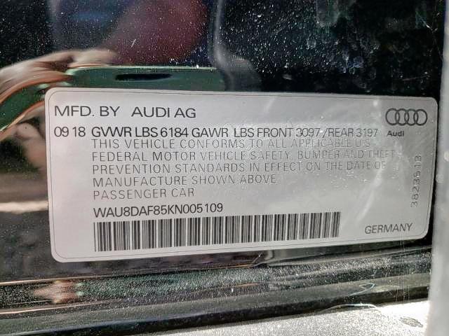 2019 AUDI A8 L WAU8DAF85KN005109