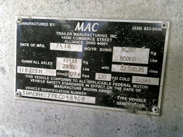 5MADN4027KC048908 Mack Dump Trlr 2019. Фото: 9