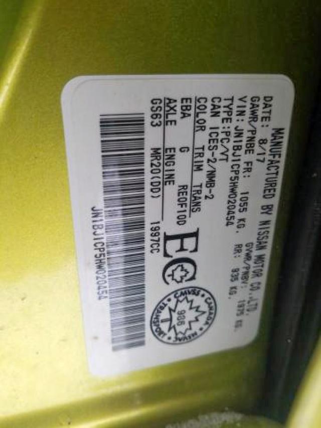 2017 NISSAN QASHQAI JN1BJ1CP5HW020454