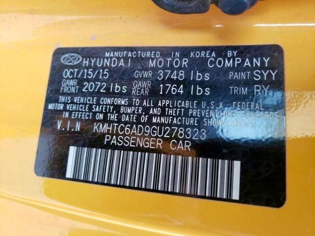 KMHTC6AD9GU278323 Hyundai Veloster 2016. Фото: 9