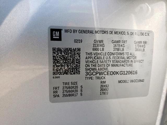 3GCPWCED0KG120616 Chevrolet Silverado 2019. Фото: 9