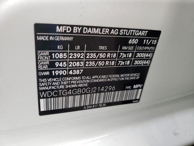 2016 MERCEDES-BENZ GLA 250 4M WDCTG4GB0GJ214296