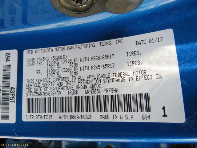 2017 TOYOTA TACOMA DOU 5TFCZ5AN7HX076439