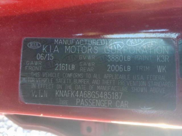 2016 KIA FORTE LX KNAFK4A68G5485187