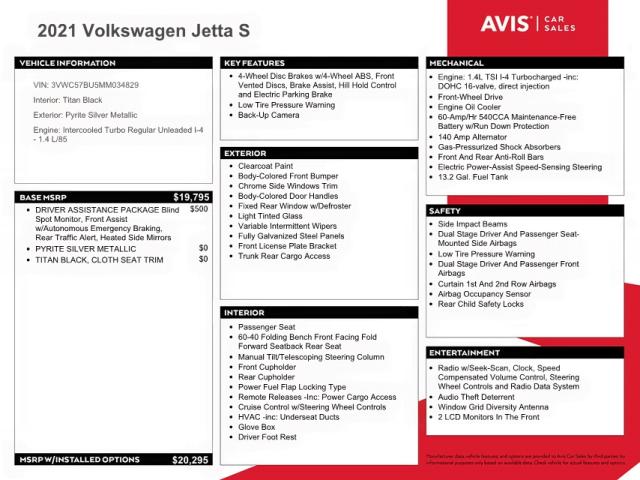 3VWC57BU5MM034829 Volkswagen Jetta S 2021. Фото: 9