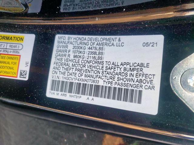 2021 HONDA ACCORD SPO 1HGCV1F4XMA070833