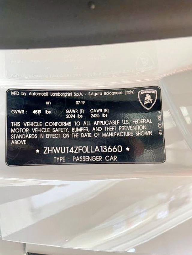 2020 LAMBORGHINI HURACAN EV ZHWUT4ZF0LLA13660