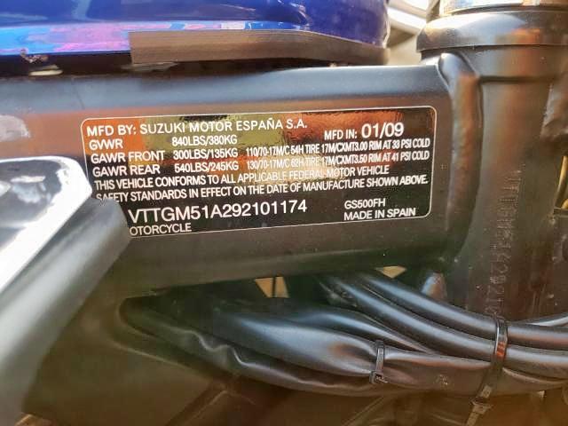 2009 SUZUKI GS500 VTTGM51A292101174