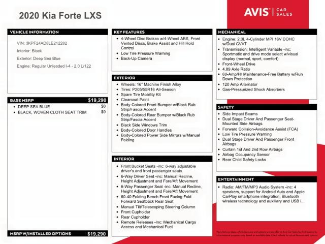 2020 KIA FORTE FE 3KPF24AD8LE212282