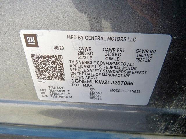 1GNERLKW2LJ267886 Chevrolet Traverse L 2020. Фото: 9