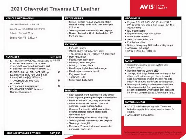 1GNERHKW1MJ162853 Chevrolet Traverse L 2021. Фото: 9