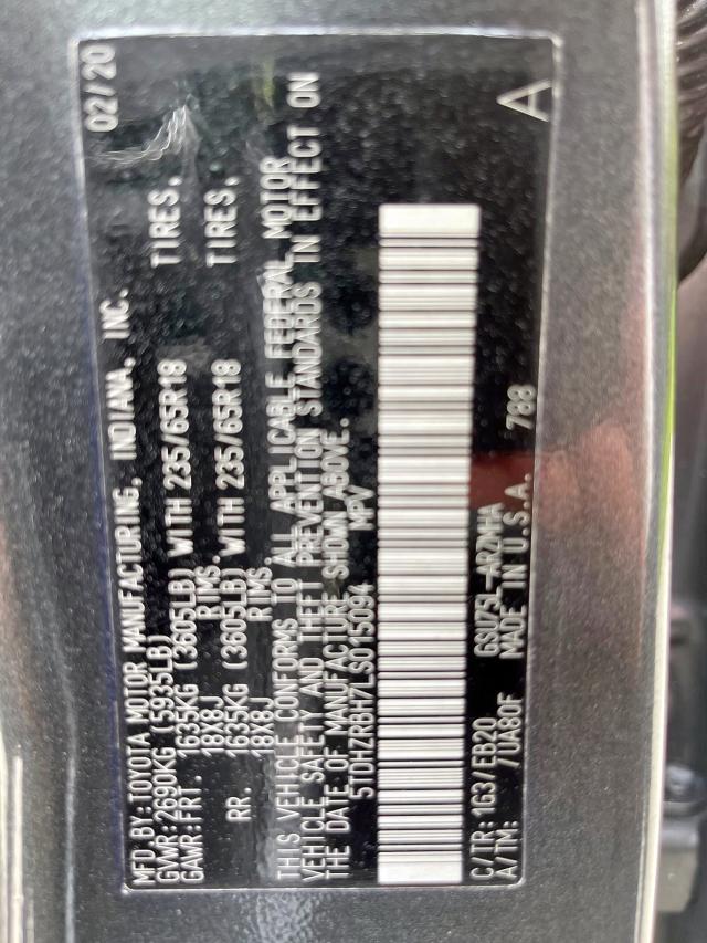 5TDHZRBH7LS015094 Toyota Highlander 2020. Фото: 9