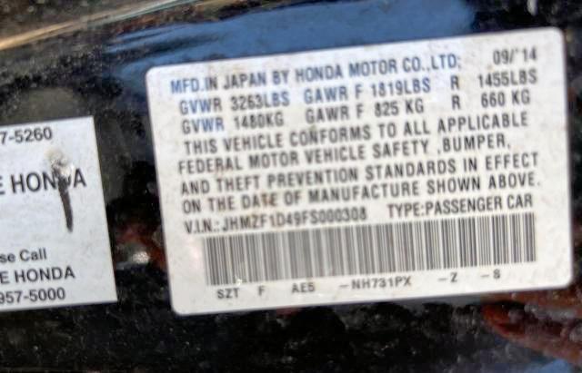 2015 HONDA CR-Z JHMZF1D49FS000308