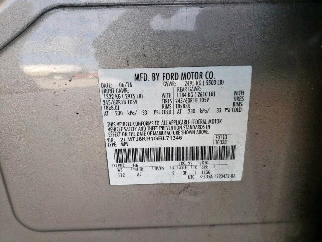 2016 LINCOLN MKX SELECT 2LMTJ6KR1GBL71346