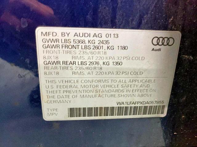 VIN WA1LFAFPXDA057855 2013 Audi Q5, Premium Plus no.10