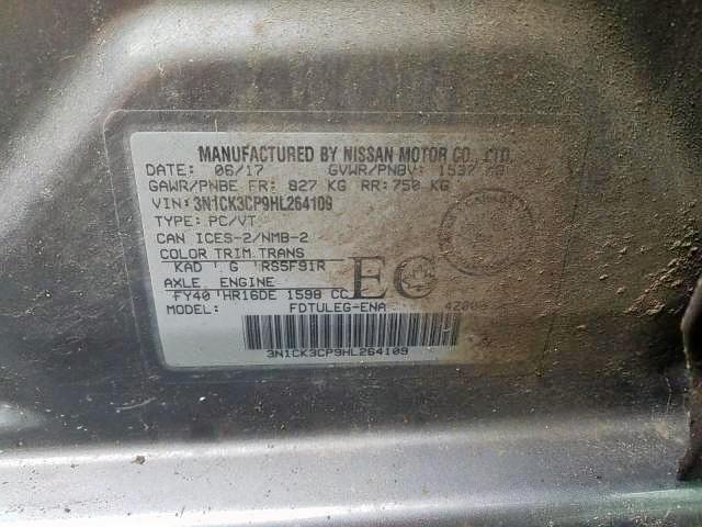 2017 NISSAN MICRA 3N1CK3CP9HL264109