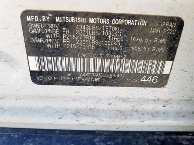 2020 MITSUBISHI RVR SE JA4AH3AU3LU605427