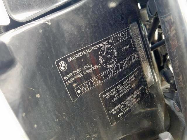 2012 BMW F800 R WB102170XCZ389720