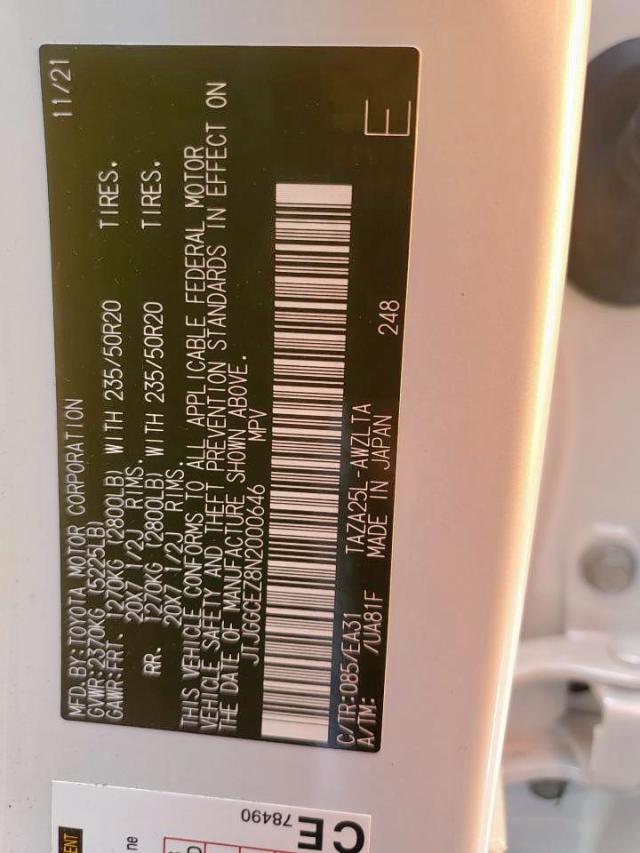 2022 LEXUS NX 350 JTJGGCEZ8N2000646