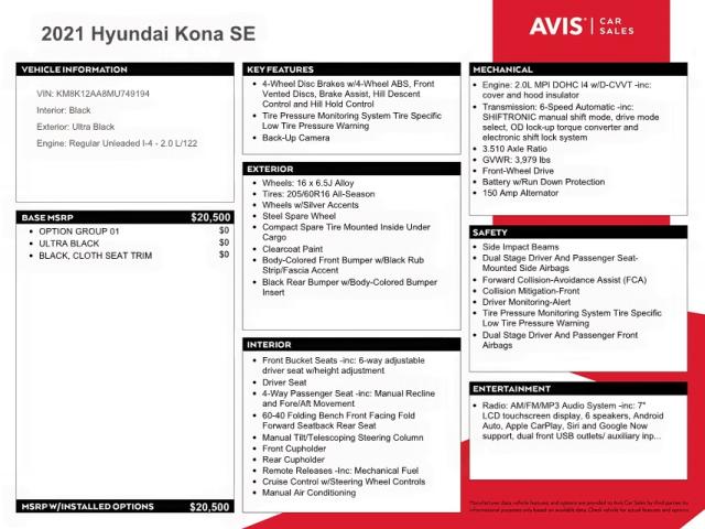 2021 HYUNDAI KONA SE - KM8K12AA8MU749194