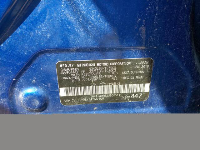 2018 MITSUBISHI RVR SE LIM JA4AJ4AW5JU600514