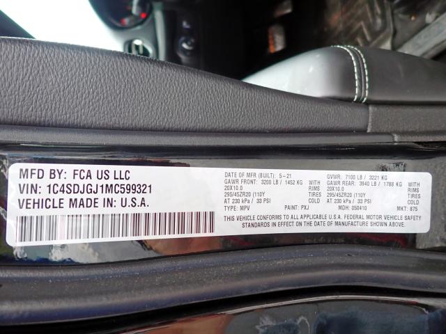 2021 DODGE DURANGO SR 1C4SDJGJ1MC599321