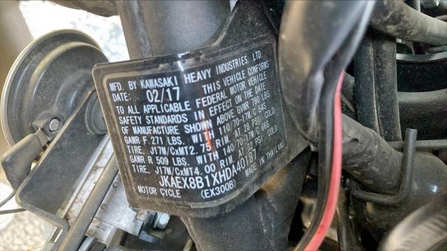 2017 KAWASAKI NINJA 300 JKAEX8B1XHDA40187