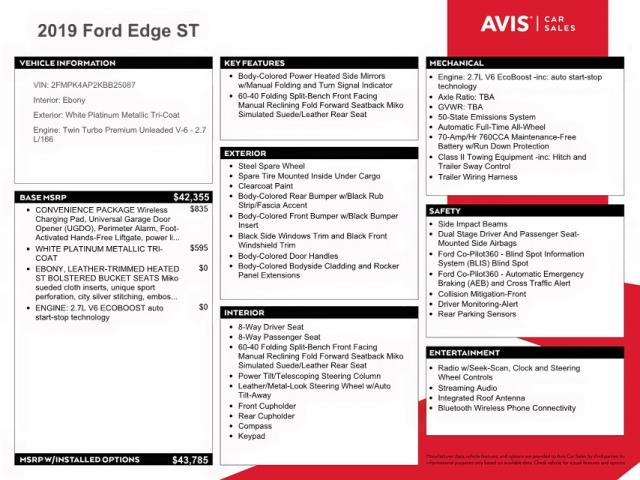 VIN 2FMPK4AP2KBB25087 2019 FORD EDGE no.10