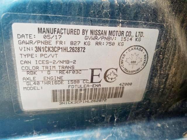 2017 NISSAN MICRA 3N1CK3CP1HL262872